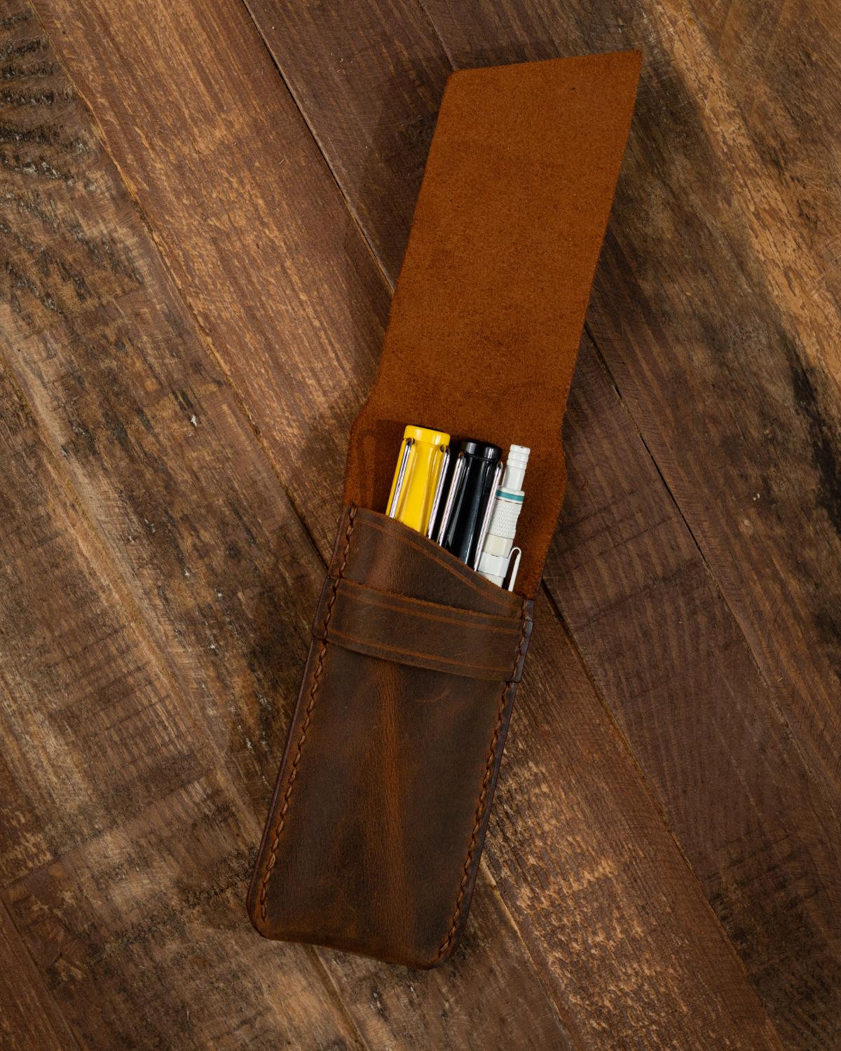 Crazy Horse Deri Kalemlik - Paket Model | Taba Rengi